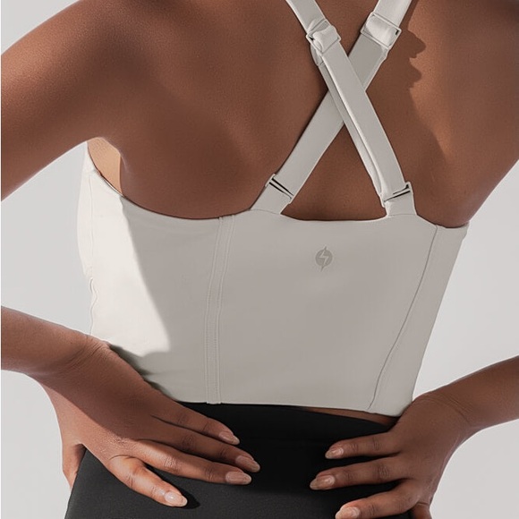 POPFLEX Daphne Corset Crop Top - Light Sand - Picture 3 of 5